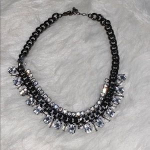 Black/chrome chain necklace with rhinestones